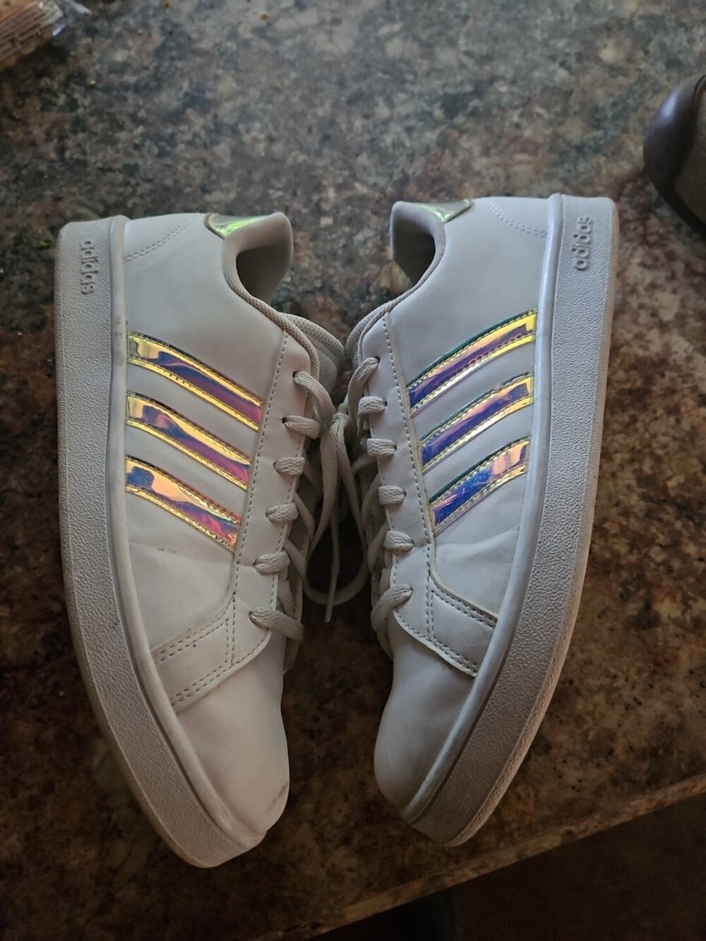 Adidas Original Superstar Women's/Youth, White w/Iridescent Silver, SZ. 6